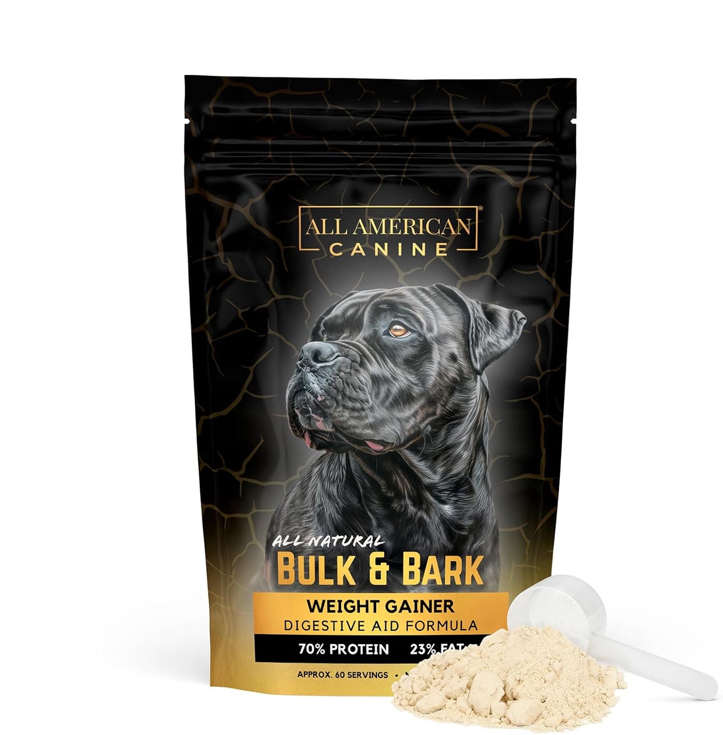 Natural All American Canine Dog Weight Gainer and Digestive Aid Formula - 60 Servings, Health Supplement for Weight Gain and Muscle Building