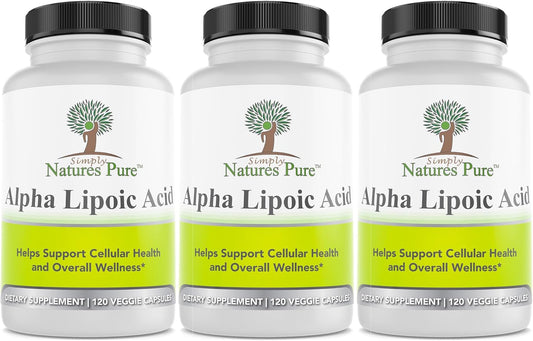 Natural Alpha Lipoic Acid 600mg 360 Veggie Capsules - Non-GMO Thioctic Acid - 1 Year Supply