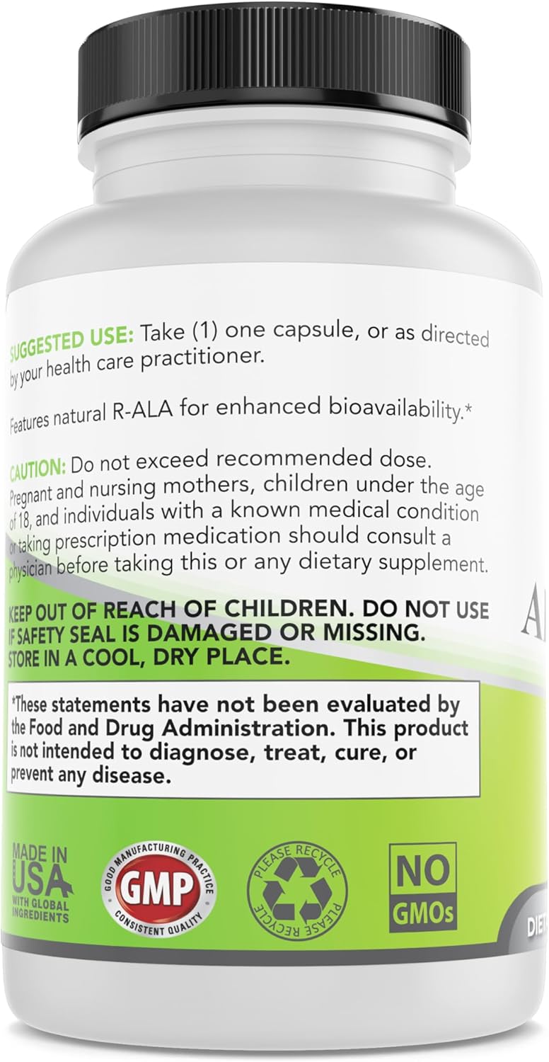 Natural Alpha Lipoic Acid 600mg 360 Veggie Capsules - Non-GMO Thioctic Acid - 1 Year Supply