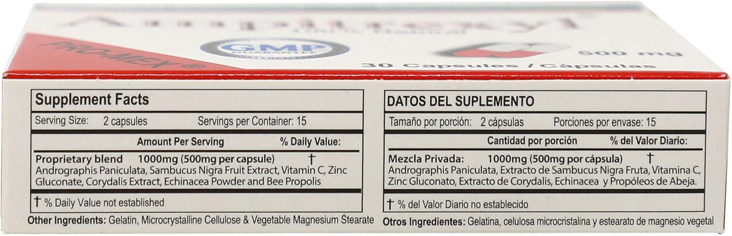 Natural Ampitrexyl Capsules 500mg - Immune System Support & Antioxidant - 30 Count