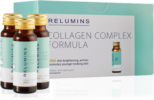 Natural Anti-Aging Collagen Beauty Drink with Glutathione, Hyaluronic Acid, CoQ10, EGCG, Resveratrol - Apple Flavor - Ten 50mL Drinks