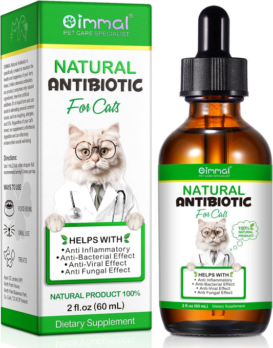 Natural Antibiotic Supplement for Cats - Supports Immune System, Allergy Relief, UTI Prevention, Multivitamin - Chicken Flavour - 2 Fl Oz / 1 Pack