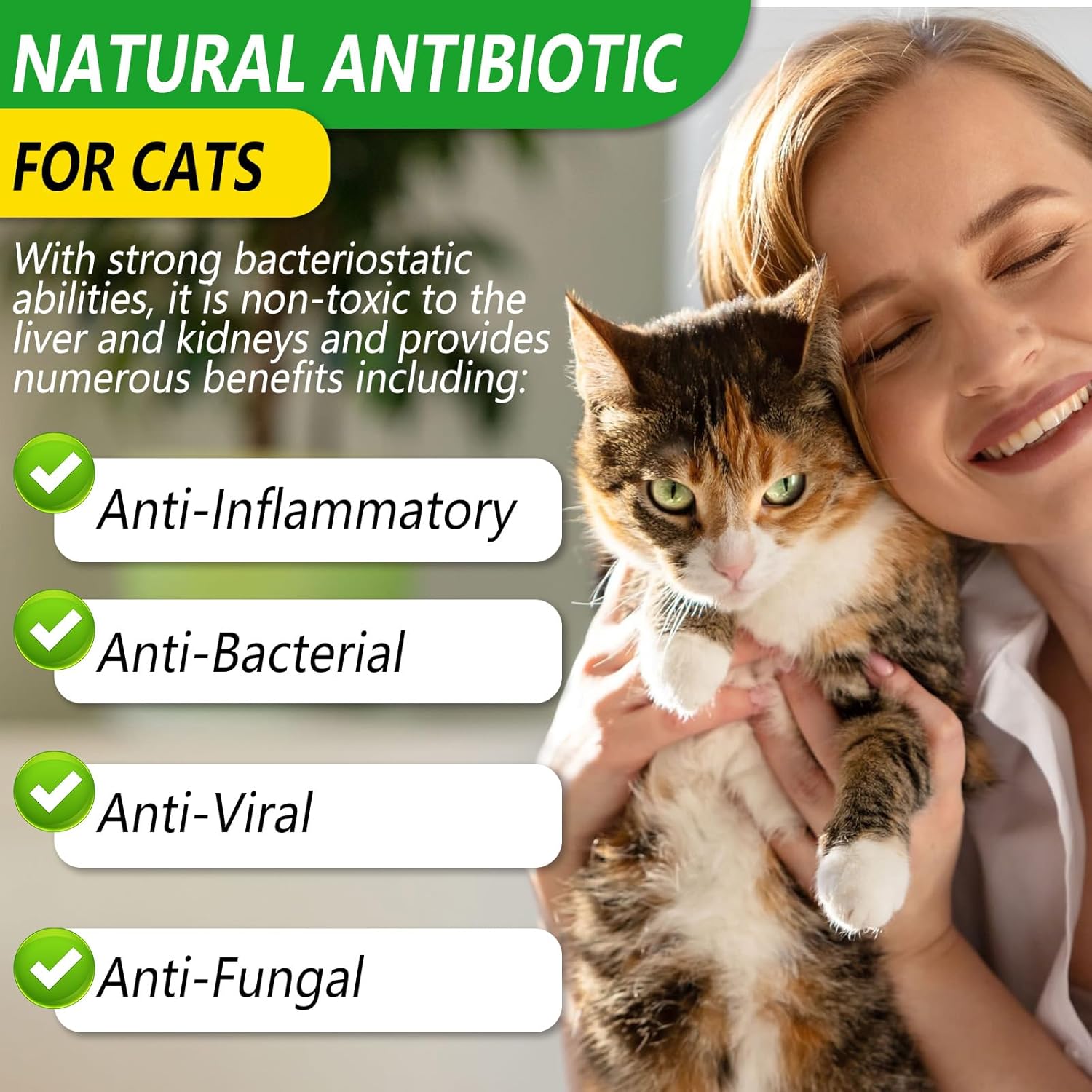 Natural Antibiotic Supplement for Cats - Supports Immune System, Allergy Relief, UTI Prevention, Multivitamin - Chicken Flavour - 2 Fl Oz / 1 Pack