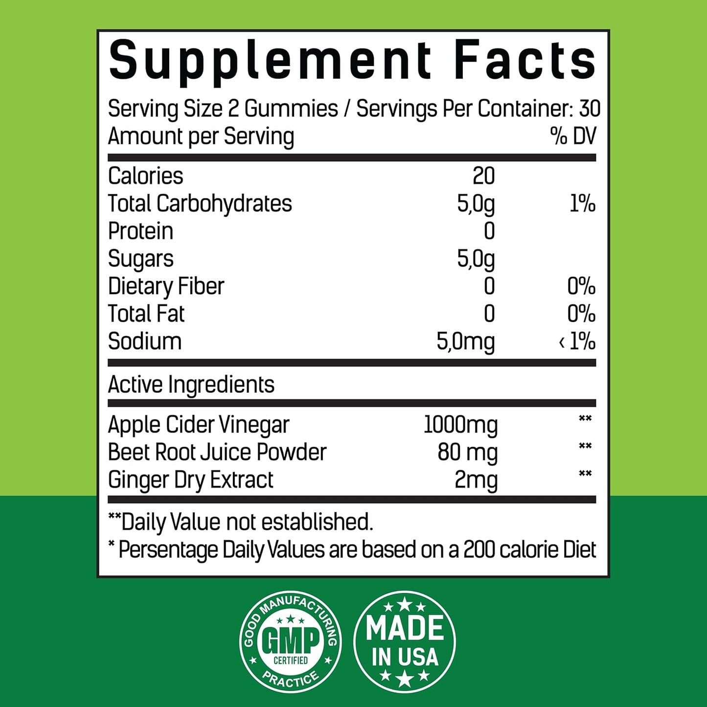 Natural Apple Flavor Apple Cider Vinegar Gummies - Keto Friendly - Vegan & Gluten Free - 60 Pieces