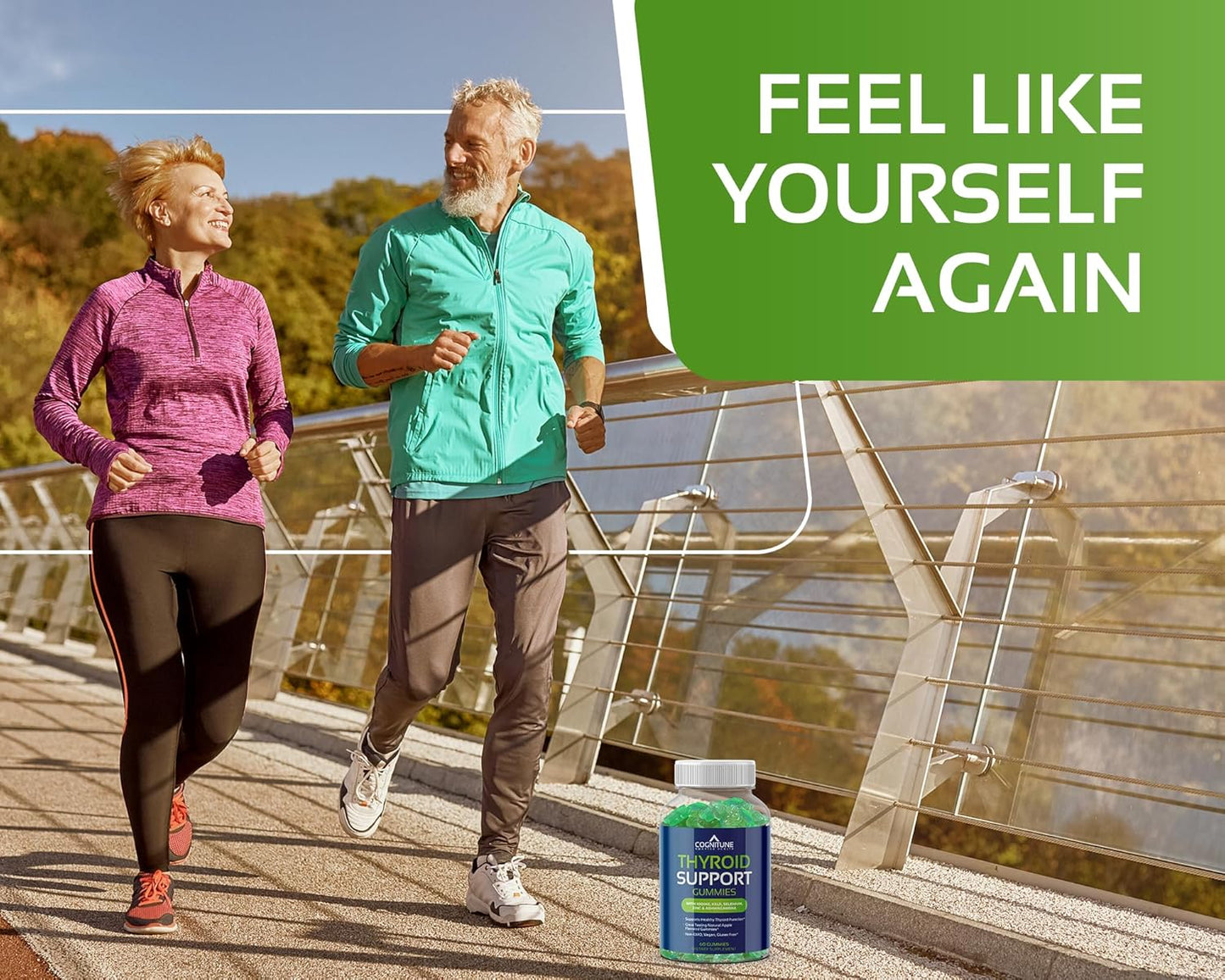 Natural Apple Flavor Thyroid Gummies Supplement with Iodine, Kelp, Ashwagandha - Non-GMO, Vegan, Gluten-Free - Supports Hypothyroidism in Men & Women