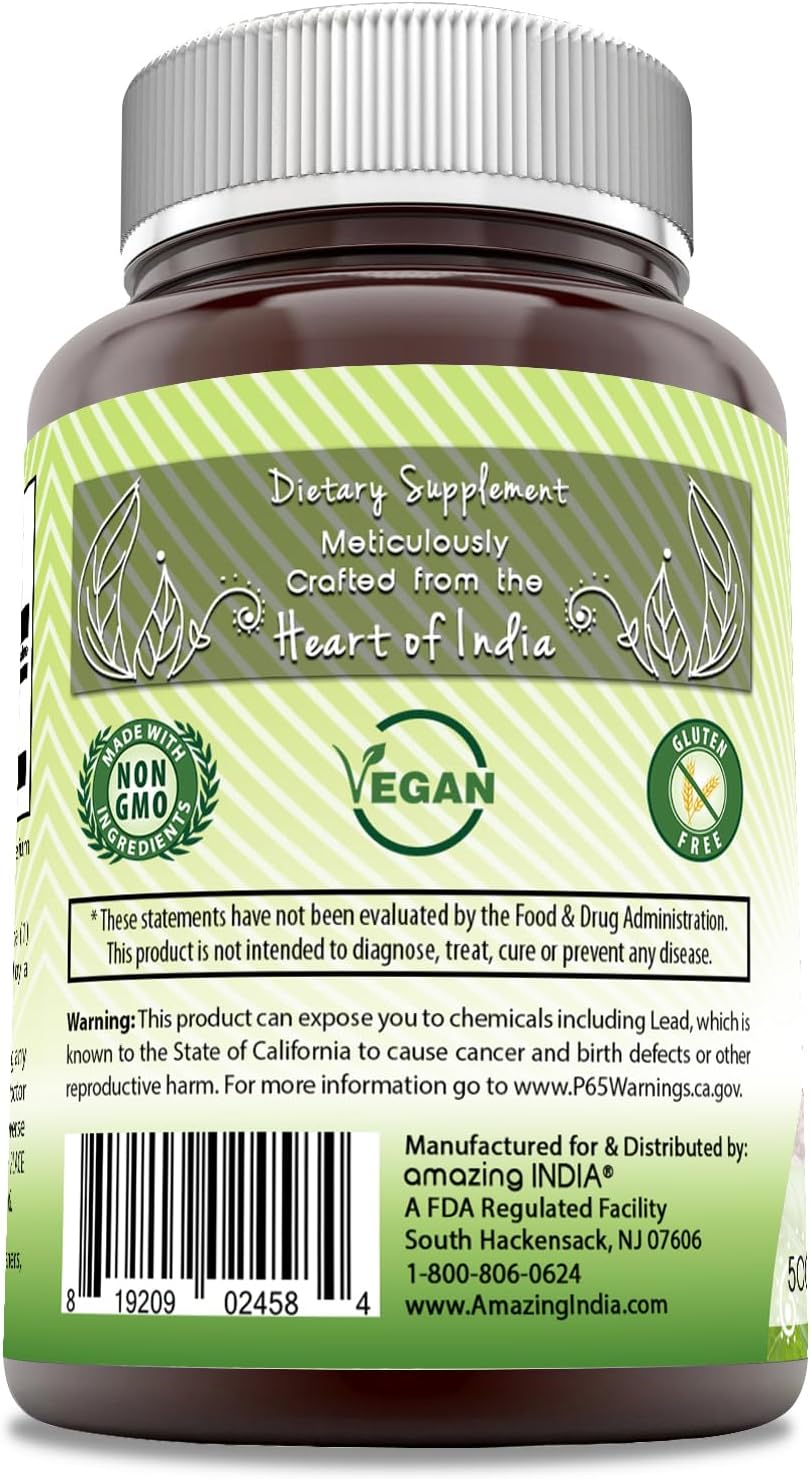 Natural Arjuna Supplement 500mg - 120 Veggie Capsules, Non-GMO & Gluten Free from Amazing India