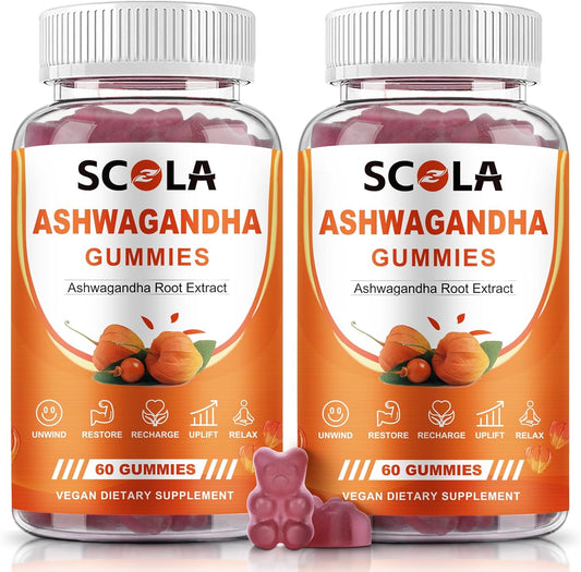 Natural Ashwagandha Gummies with Vitamin D & Zinc for Mood & Immune Support - Vegan, Non-GMO (120 Gummies)
