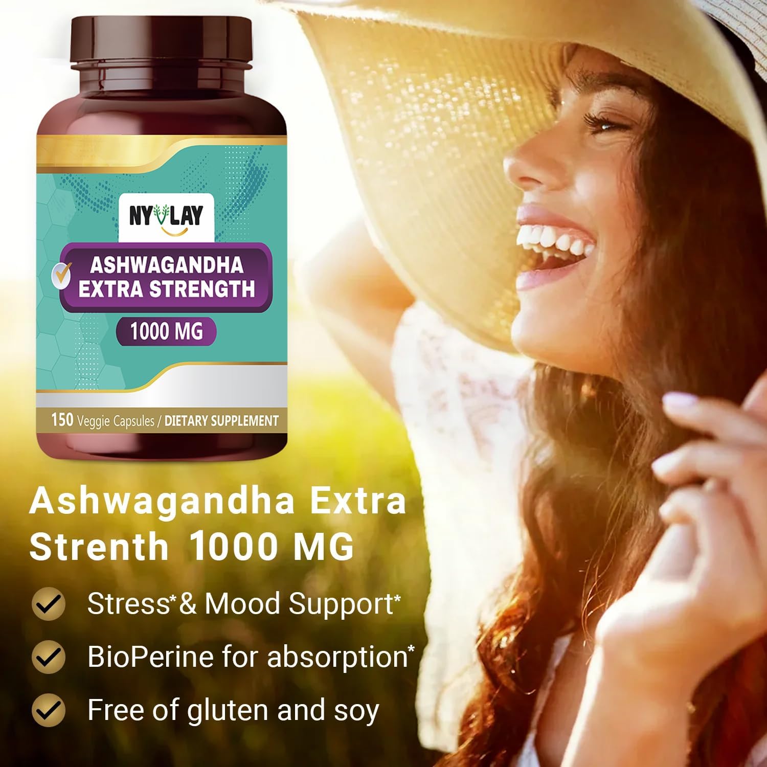 Natural Ashwagandha Supplement 1000 MG - 150 Capsules | Promotes Stress Relief, Energy Boost, Immune Support | Gluten-Free