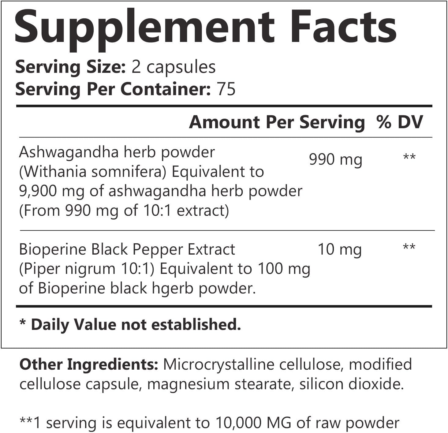 Natural Ashwagandha Supplement 1000 MG - 150 Capsules | Promotes Stress Relief, Energy Boost, Immune Support | Gluten-Free
