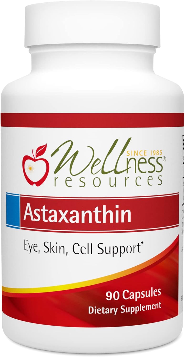 Natural Astaxanthin Capsules 6mg - Supports Eye, Skin, Immunity - AstaReal Astaxanthin Supplement - 90 Capsules - Non-GMO - USA Grown