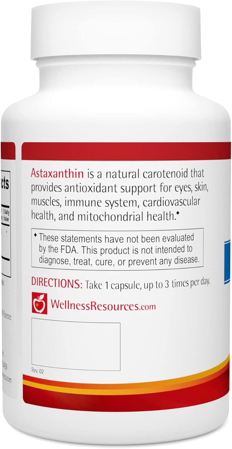 Natural Astaxanthin Capsules 6mg - Supports Eye, Skin, Immunity - AstaReal Astaxanthin Supplement - 90 Capsules - Non-GMO - USA Grown