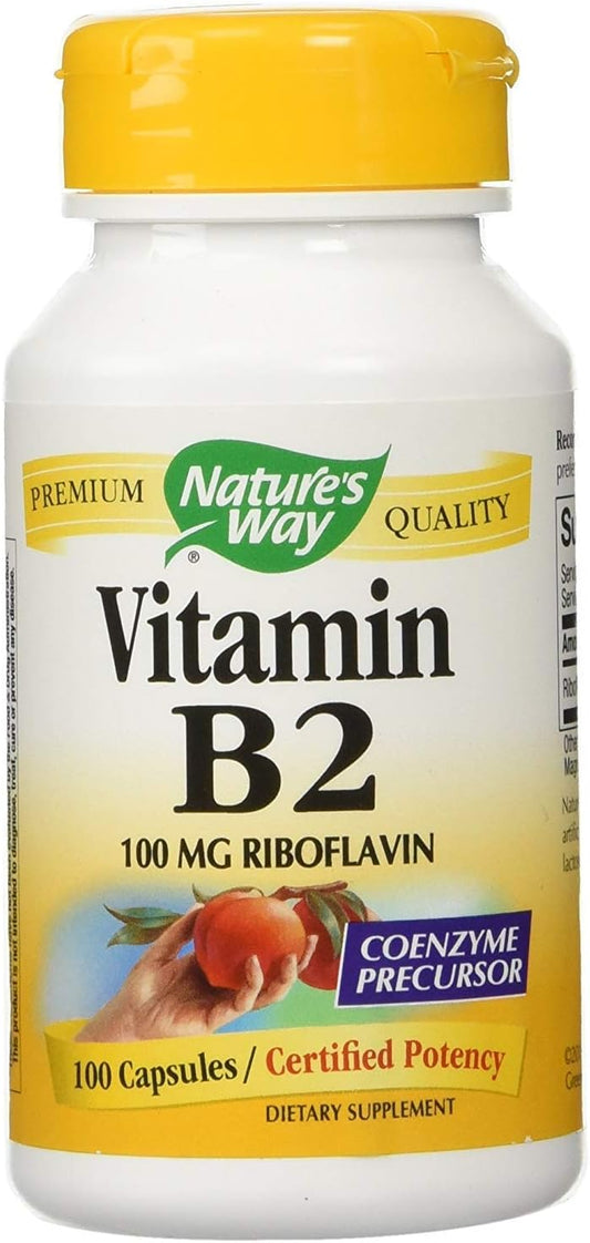 Natural B-2 100 MG Capsules - Pack of 100 for Energy Support and Overall Wellness