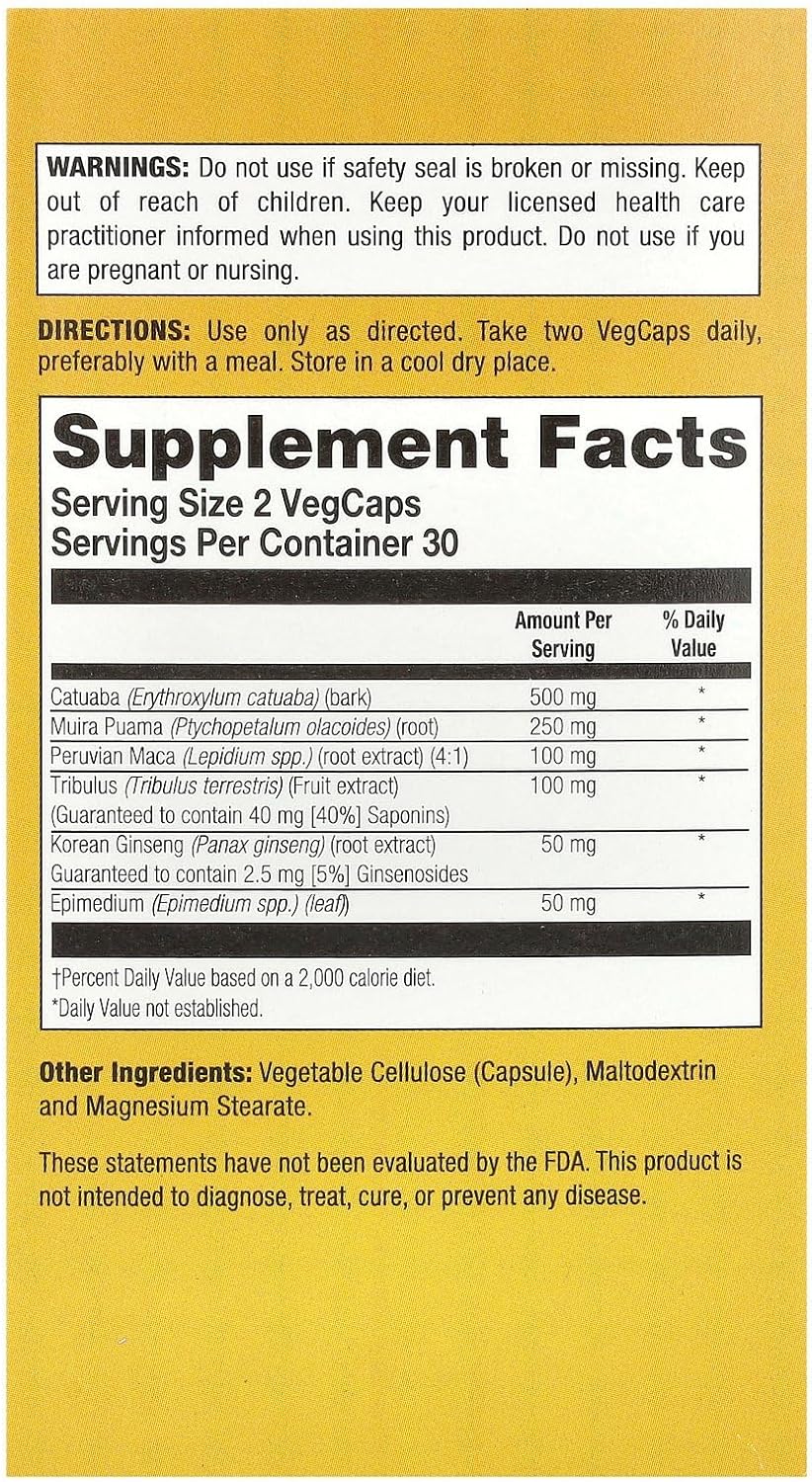 Natural Balance Cartuaba 500 Power Max Supplement - 60 Capsules