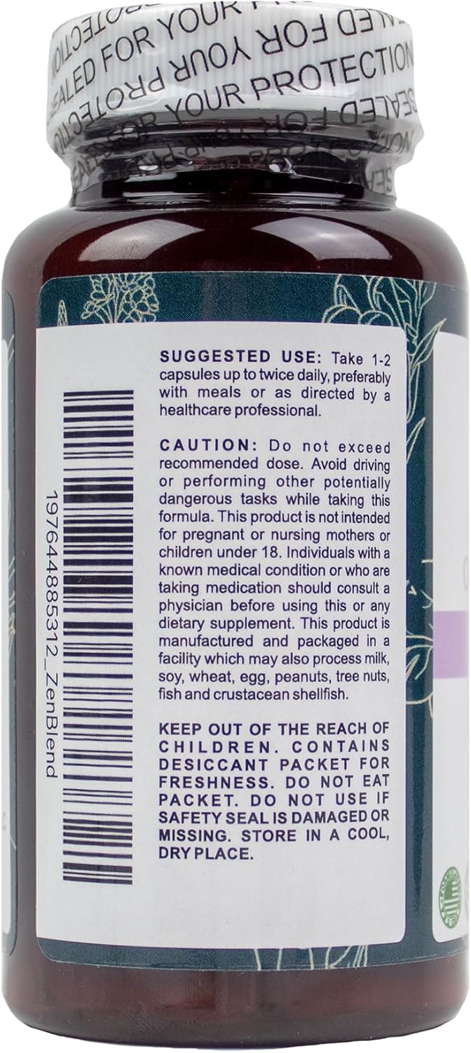Natural Berry Stress Relief Supplement with Ashwagandha, L-Theanine, and Holy Basil - 60 Vegan Capsules for Mood and Focus