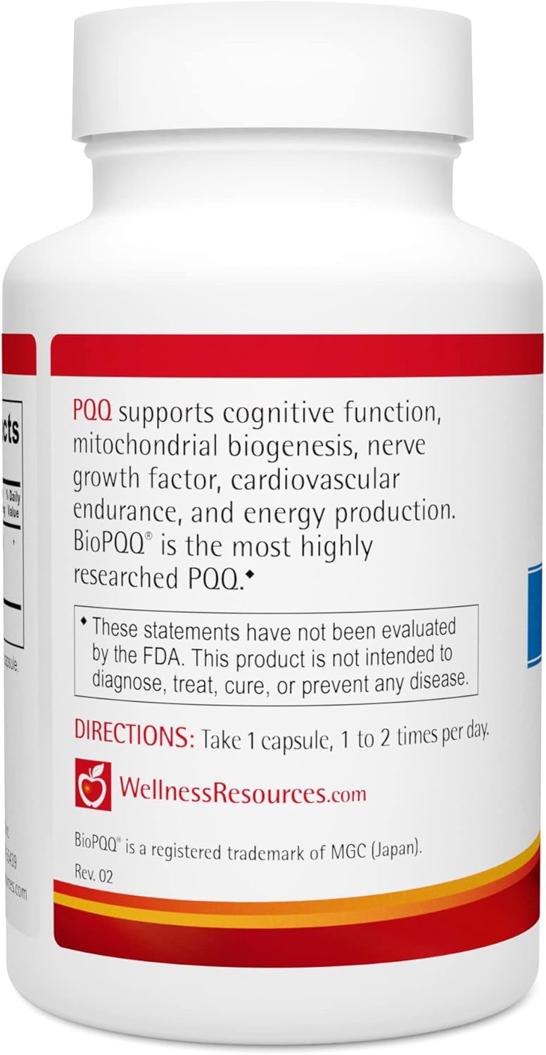 Natural BioPQQ 20mg Capsules - Gluten Free, Veggie Capsule, Best Value Wellness Resource