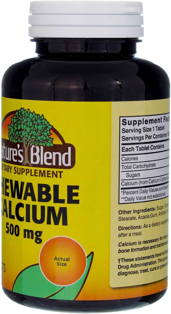 Natural Blend Calcium Chewables 500mg, 400 Tablets in 4 Packs