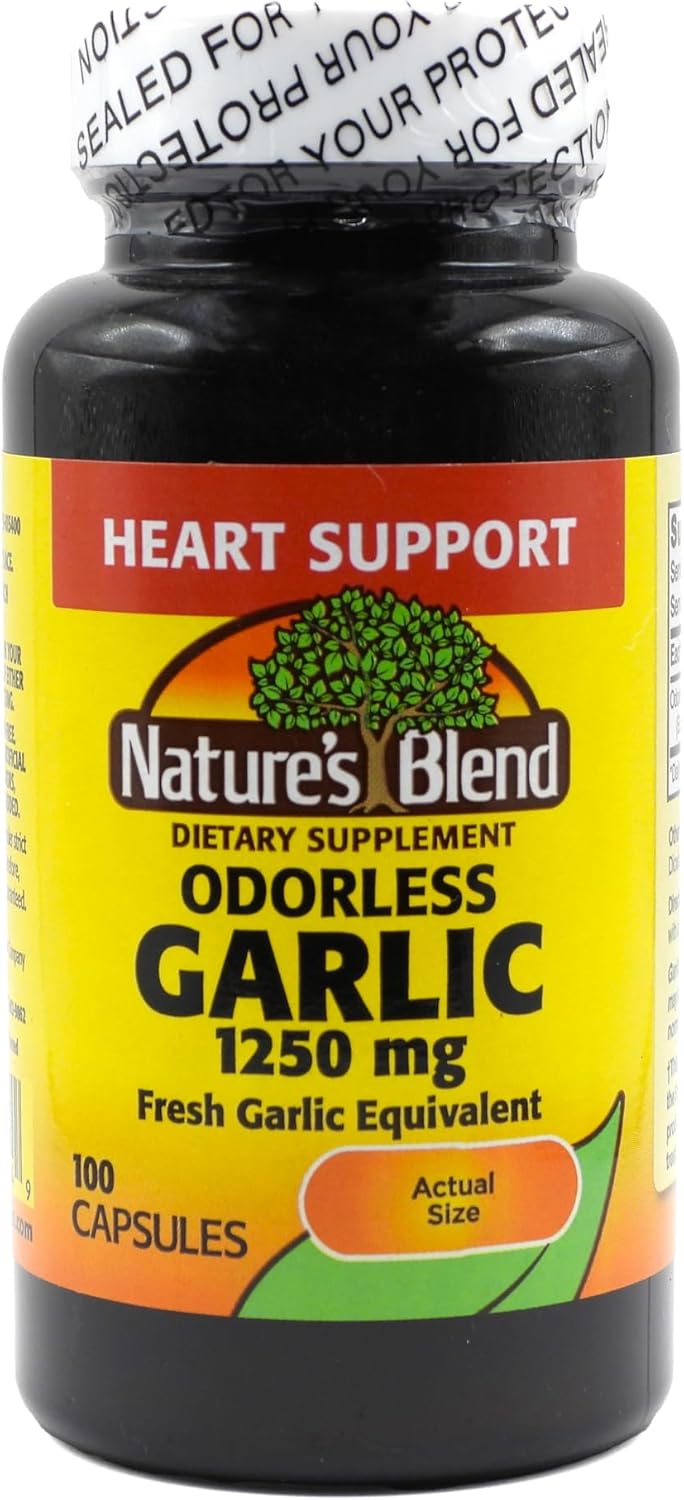 Natural Blend Odorless Garlic Capsules - 1,250 mg (100 Count)