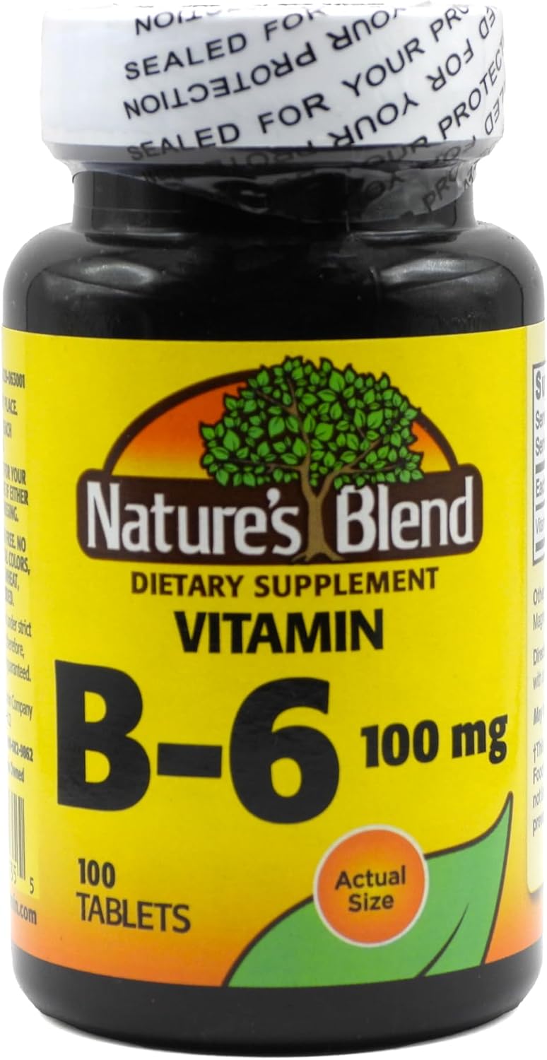 Natural Blend Vitamin B-6 Tablets 100mg - Pack of 100