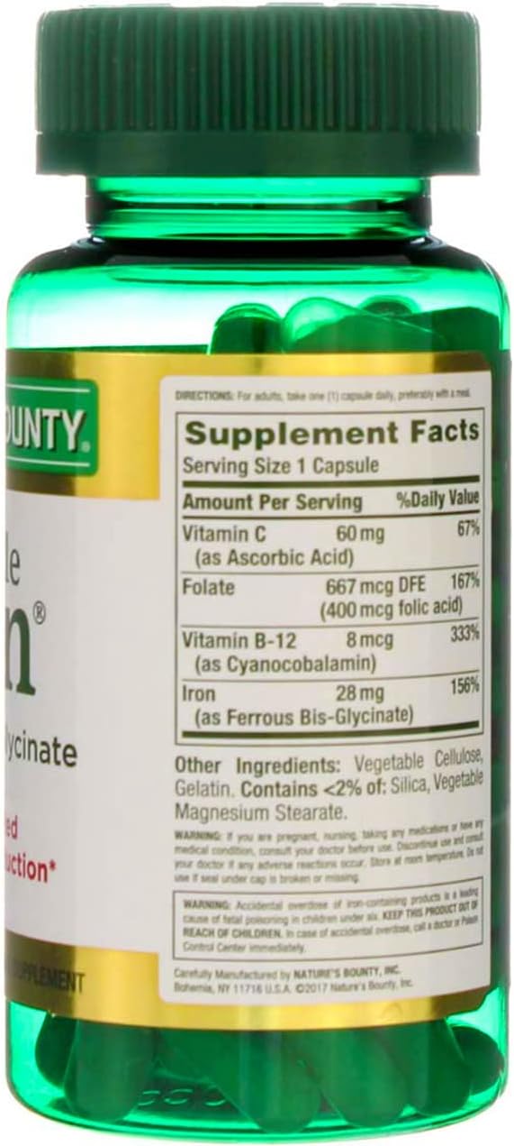 Natural Bounty Gentle Iron Capsules (8 Pack, 28 mg, 90 Count)