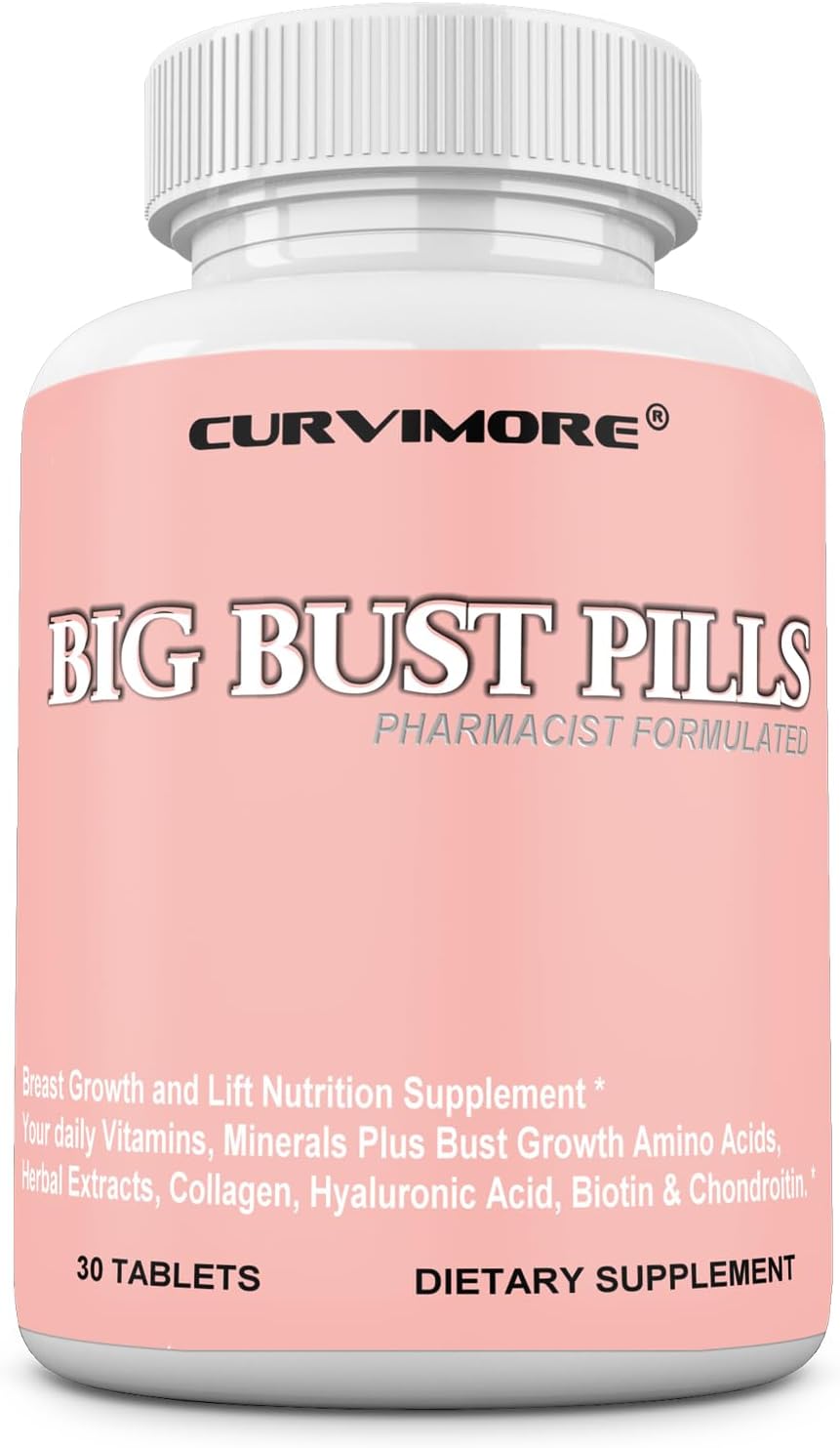 Natural Breast Enhancement Supplement - Curvimore Big Bust Pills for Daily Multivitamins, Breast Lift, and Curves - 30 Tablets