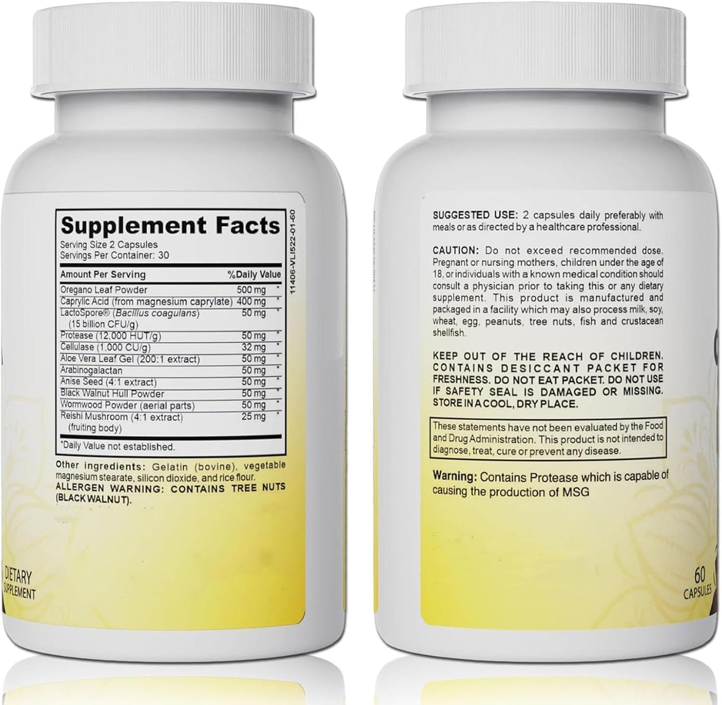 Natural Candida Cleanse Supplement - 60 Capsules for Gut & Colon Support - Herbal Formula for Men & Women - Intestinal Detox & Anti Yeast Support with Oregano, Wormwood, Black Walnut & Caprylic Acid