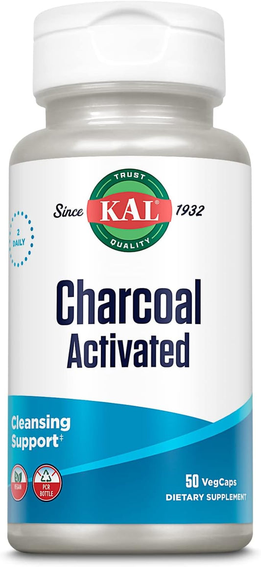 Natural Charcoal Supplement 280mg - 50 Capsules for Digestive Health