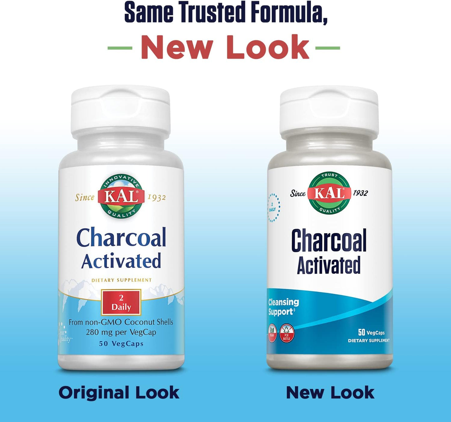 Natural Charcoal Supplement 280mg - 50 Capsules for Digestive Health