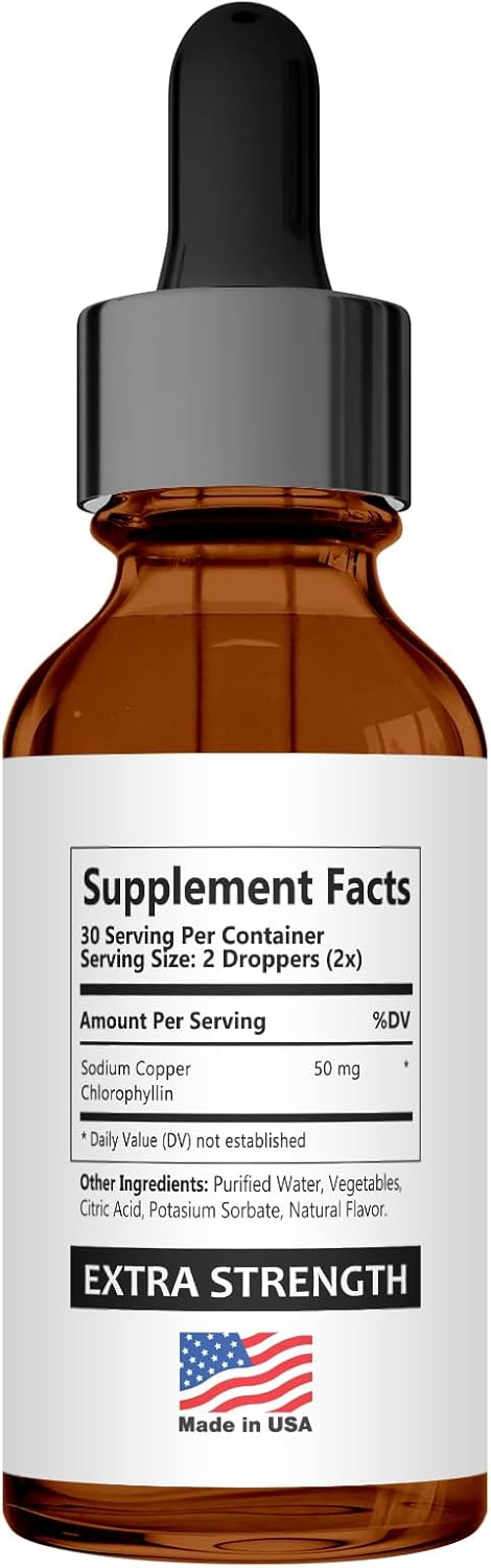 Natural Chlorophyll Liquid Drops for Water by HBI LABS - Concentrated Single Dose