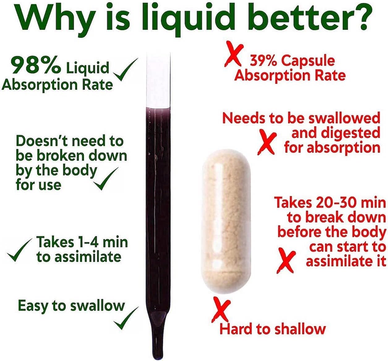 Natural Chlorophyll Liquid Drops for Water by HBI LABS - Concentrated Single Dose