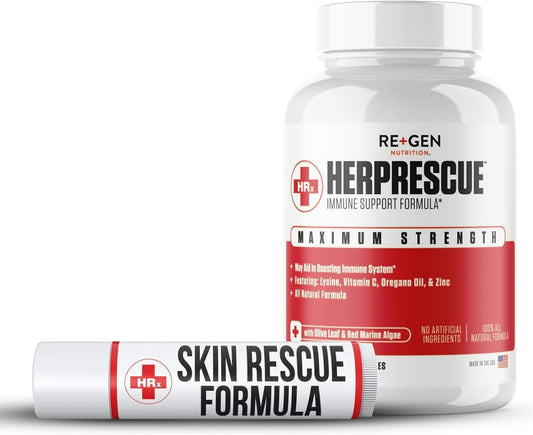 Natural Cold Sore Care Supplement for Adults - Skin Rescue Formula with Vitamin C & Lysine for Immune Health and Clear Skin