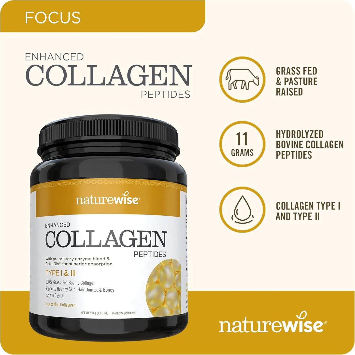 Natural Collagen Peptides Powder for Women - Grass-Fed Type 1 & 3 - Promotes Healthy Hair, Skin, and Nails - Non-GMO, Dairy & Soy Free - Unflavored - 45 Servings