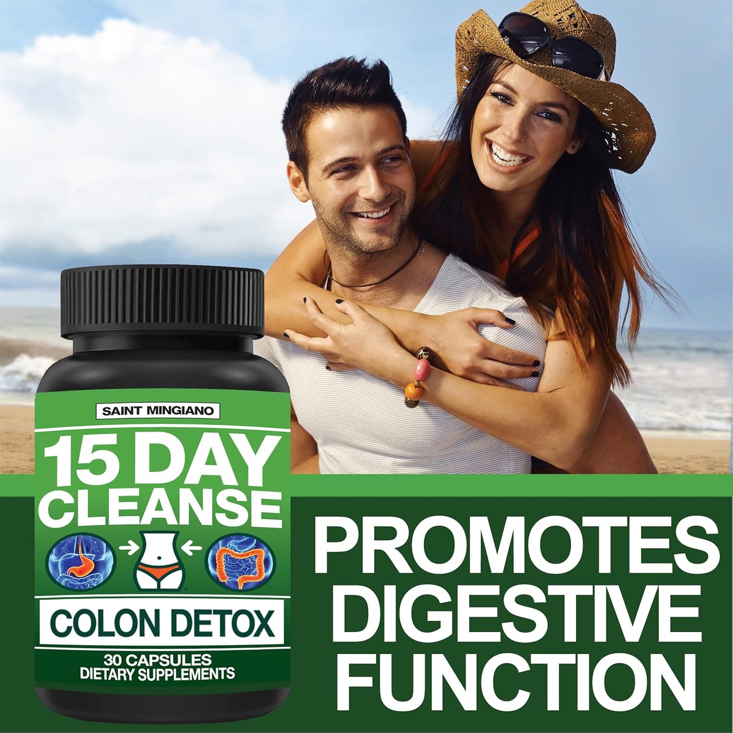 Natural Colon Cleanse Detox with Laxative + Electrolyte Supplements - 15 Day Supply for Muscle Recovery and Cramp Prevention