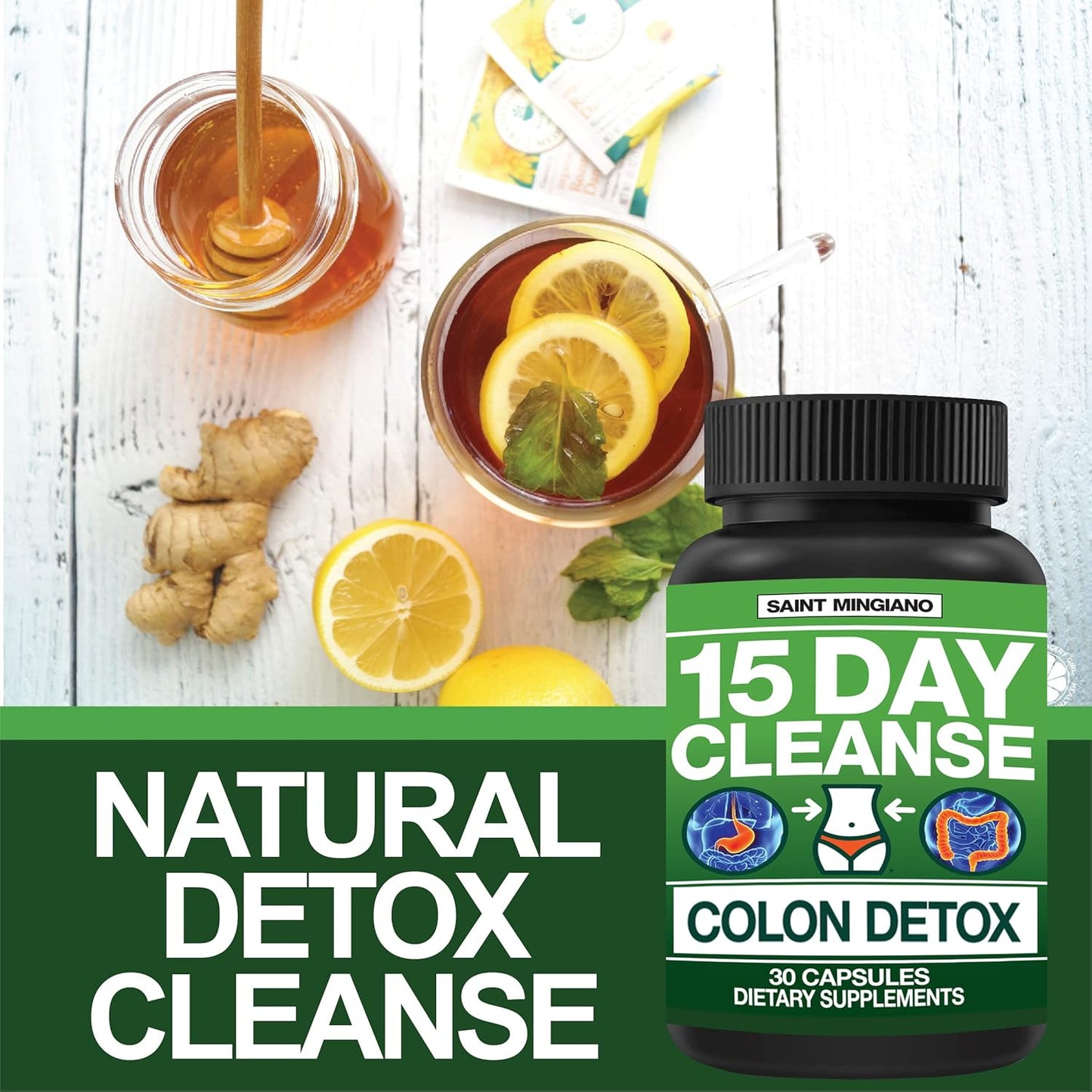 Natural Colon Cleanse Detox with Laxative + Electrolyte Supplements - 15 Day Supply for Muscle Recovery and Cramp Prevention