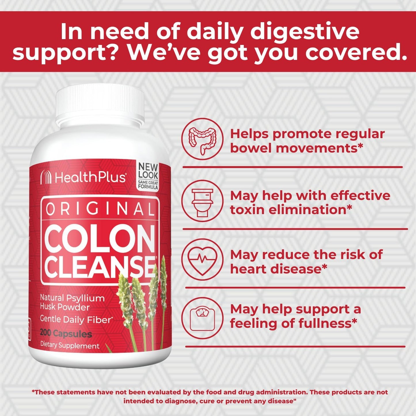 Natural Colon Cleanse Fiber Capsules for Digestive Support, Bloating Reduction, and Heart Health - 200 Capsules, 33 Servings