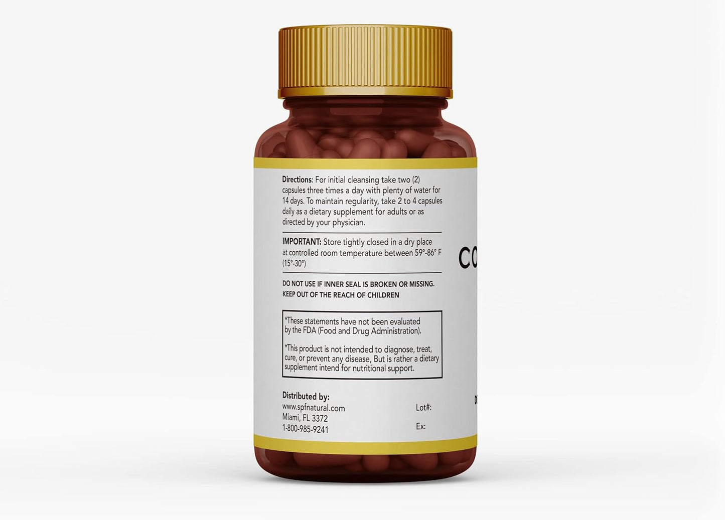 Natural Colon Cleanser: 30 Day Colon Cleanse for Healthy Bowel Movements - Ultimate Body Detox with SPF COLONKIN (60 Capsules)