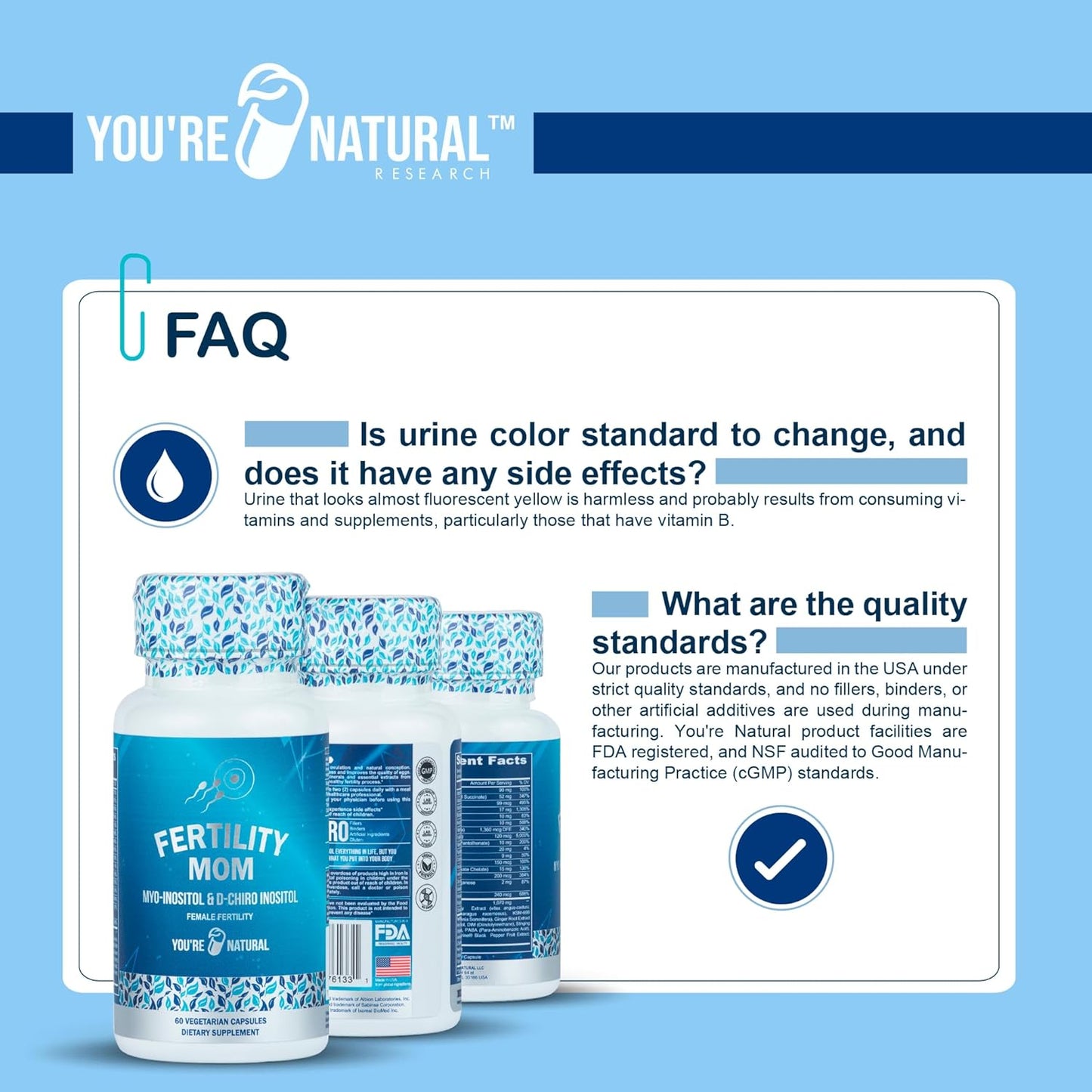 Natural Conception Fertility Vitamins for Women - Prenatal Support with Myo-Inositol, D-Chiro Inositol, Folate - Regulates Cycle, Aids Ovulation, Hormonal & Ovarian Support - Vitex - 30 Day Supply
