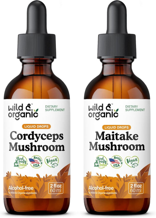 Natural Cordyceps and Maitake Mushroom Tinctures - 2 fl oz each - Wildcrafted and Organic - BoostGo Australia