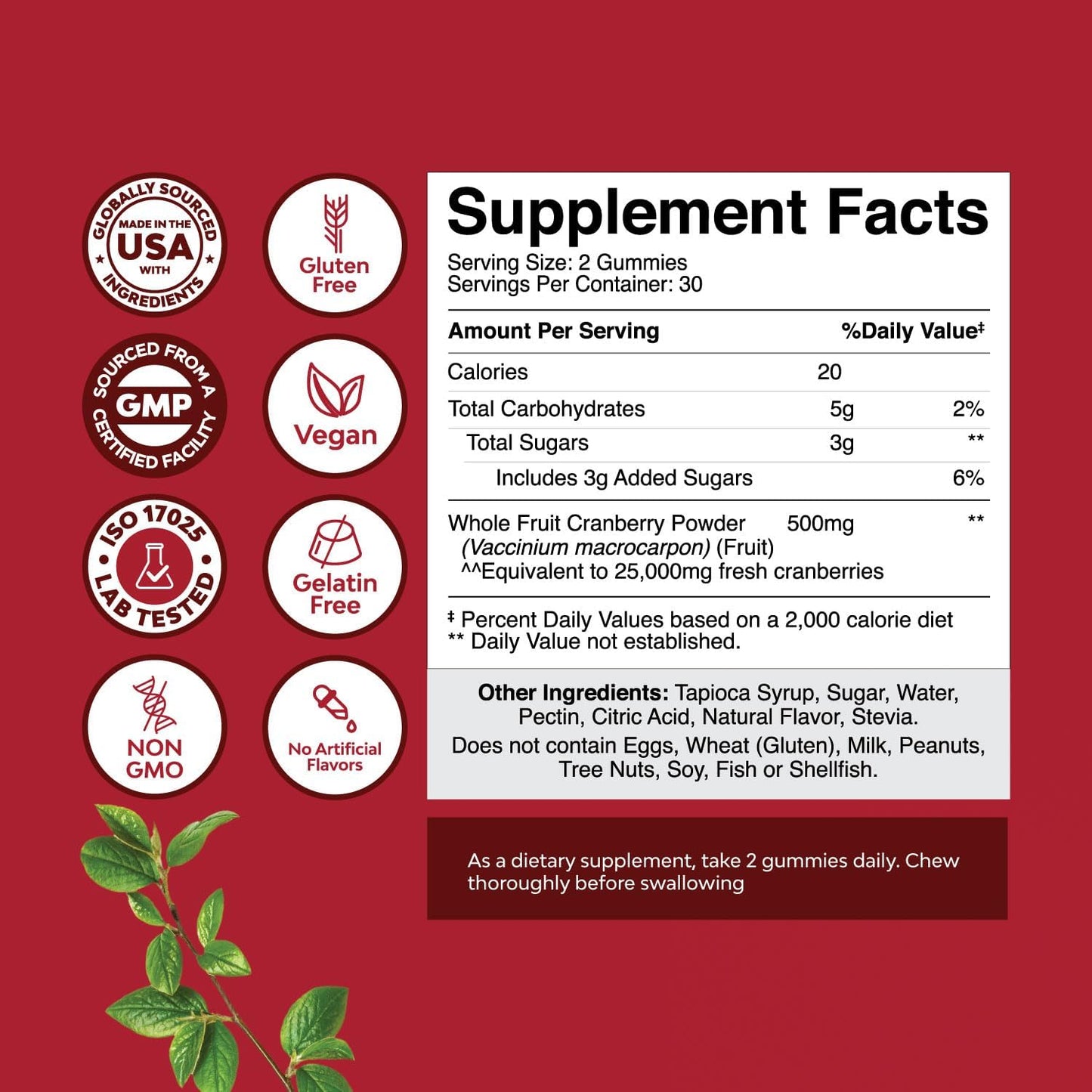 Natural Cranberry and Zinc Gummies Bundle for Adults - Antioxidant and Immunity Support - Delicious Chewable Supplements for Men and Women