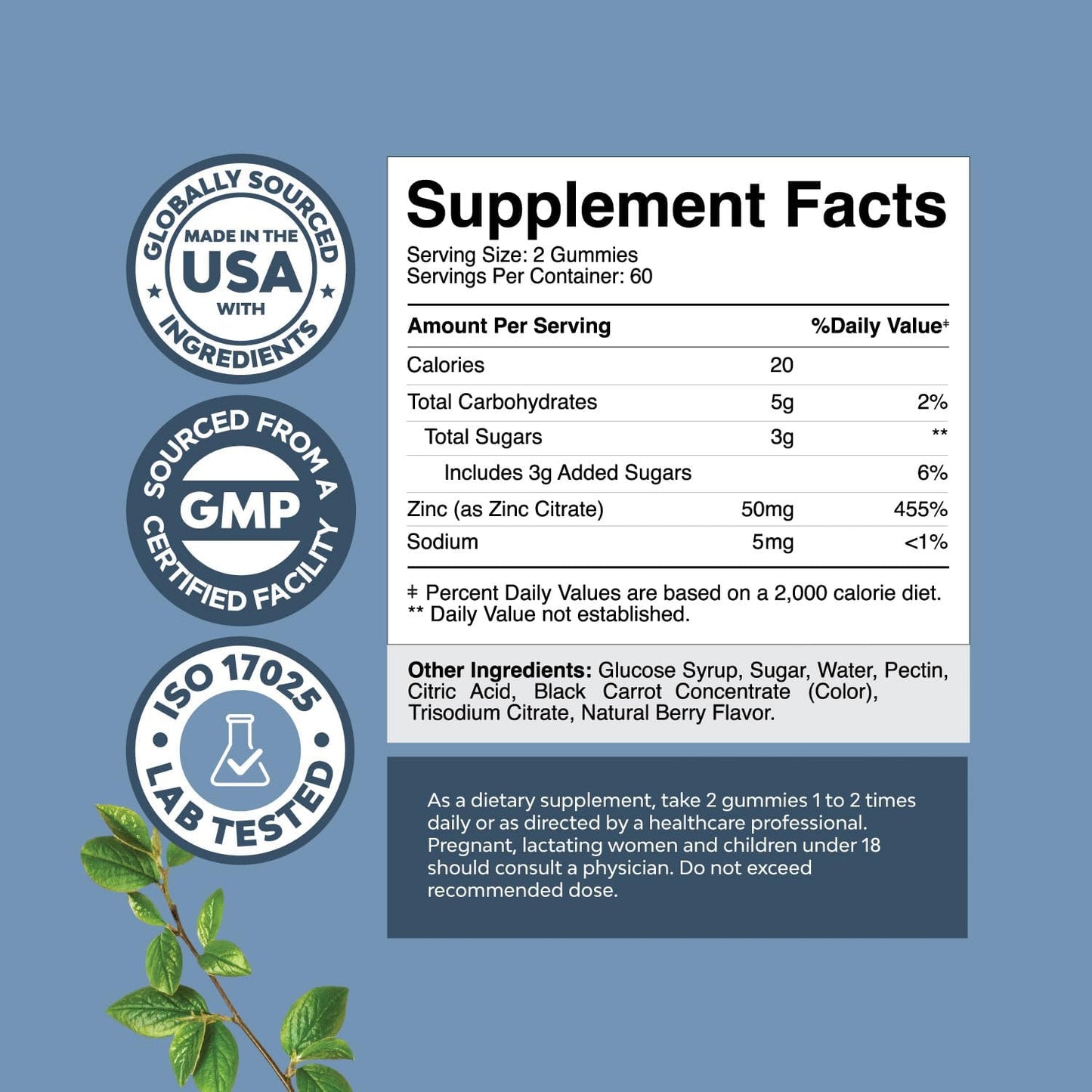 Natural Cranberry and Zinc Gummies Bundle for Adults - Antioxidant and Immunity Support - Delicious Chewable Supplements for Men and Women