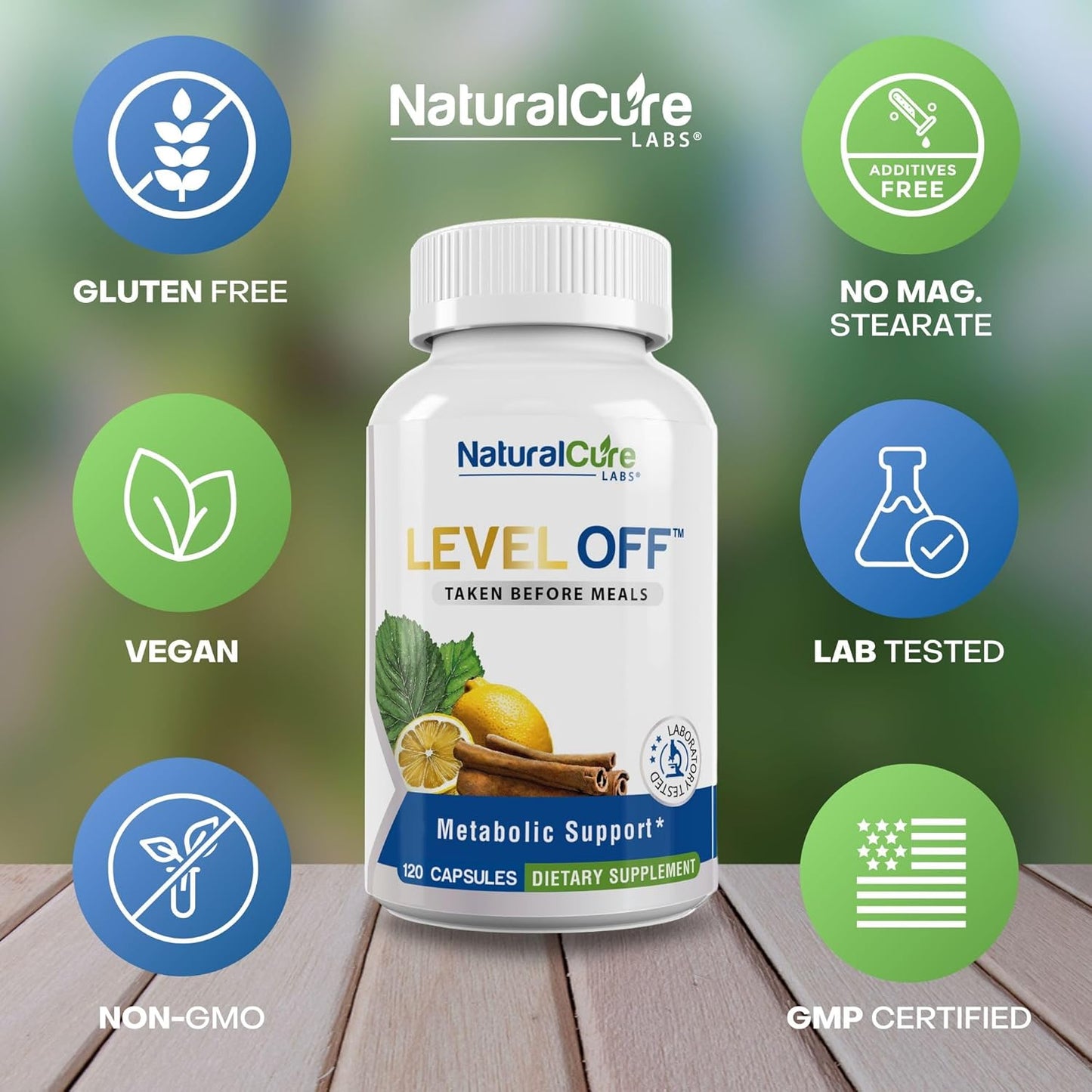 Natural Cure Labs Level Off - Spike Curb Supplement 120 Capsules, Vegan, Non-GMO, Gluten Free - 60 Servings - BoostGo Australia