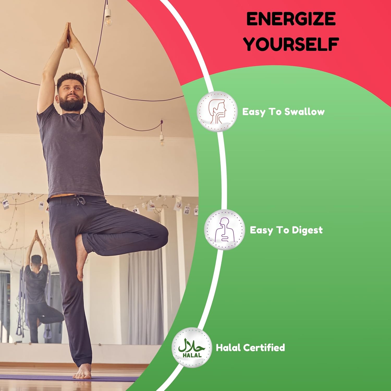 Natural Daily Energy Vitamins for Focus, Mood & Metabolism | Caffeine & Taurine, B Vitamins | 60 Servings, Jitter-Free Halal Formula by SHIFAA NUTRITION