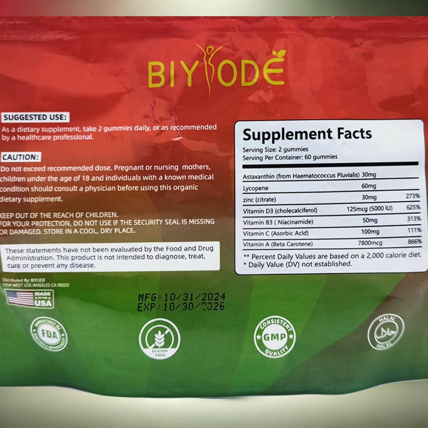 Natural Daily Tanning Gummies with Antioxidants for Non-GMO Sun-Kissed Glow, 60 Gummies