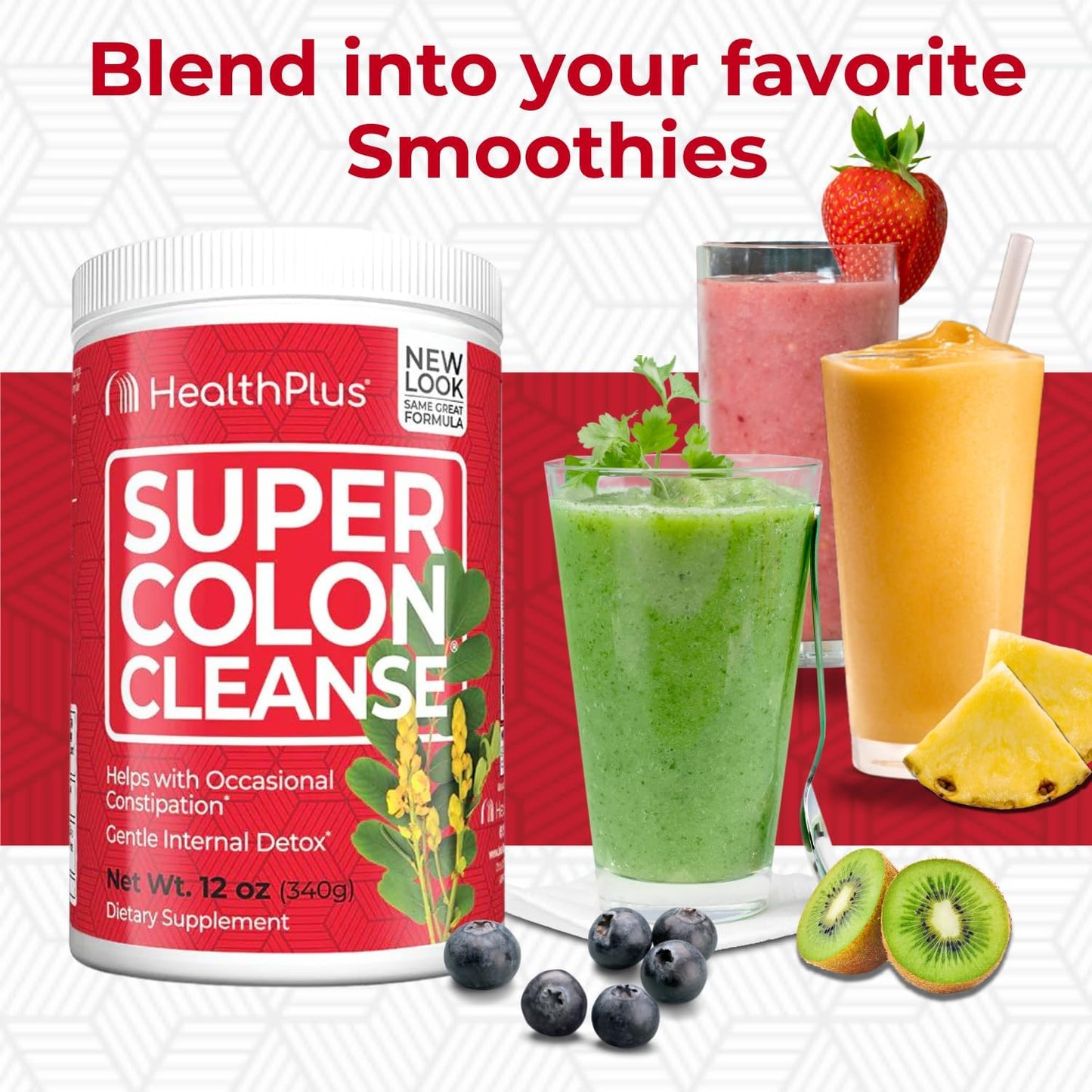 Natural Detox & Digestive Constipation Relief with Health Plus Super Colon Cleanse Powder - 68 Servings, 12 oz - Gentle Gut Cleanse with Psyllium Husk & Senna Leaf - BoostGo Australia