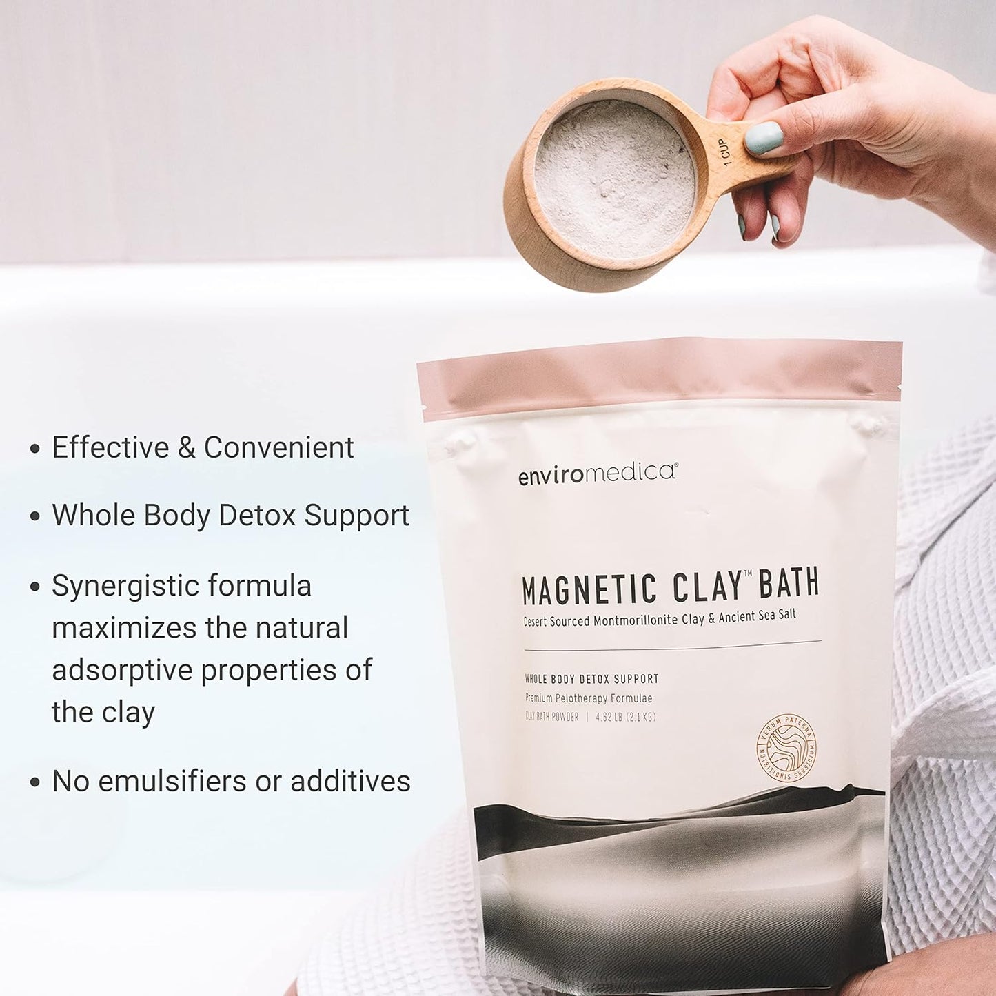 Natural Detox Magnesium Bath Flakes for Relaxation, Wellness & Muscle Relief - Enviromedica Magnetic Clay - High-Absorption Formula