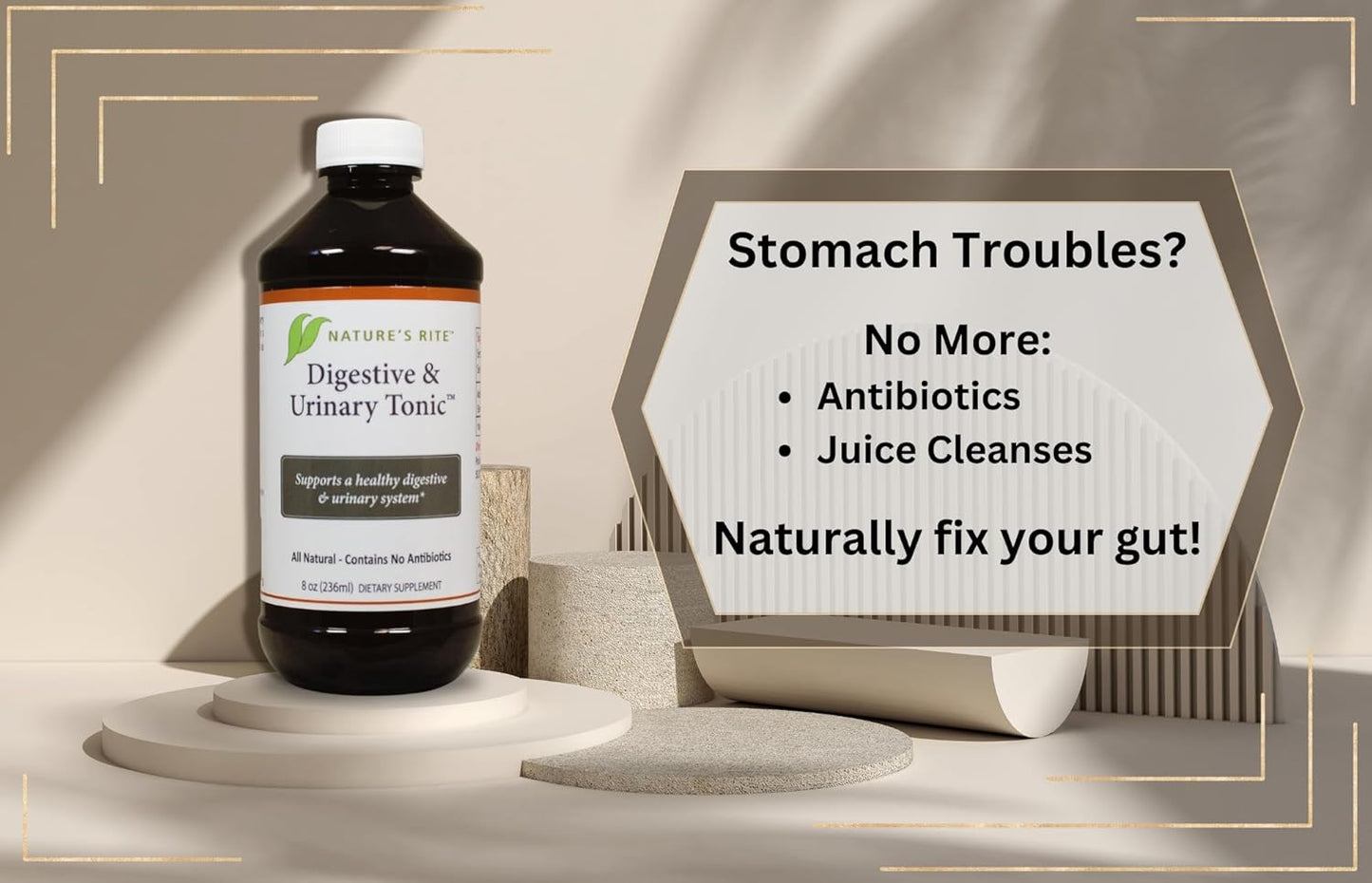 Natural Digestive and Urinary Tonic with 45 ppm Colloidal Silver for Immune Support (8 oz)