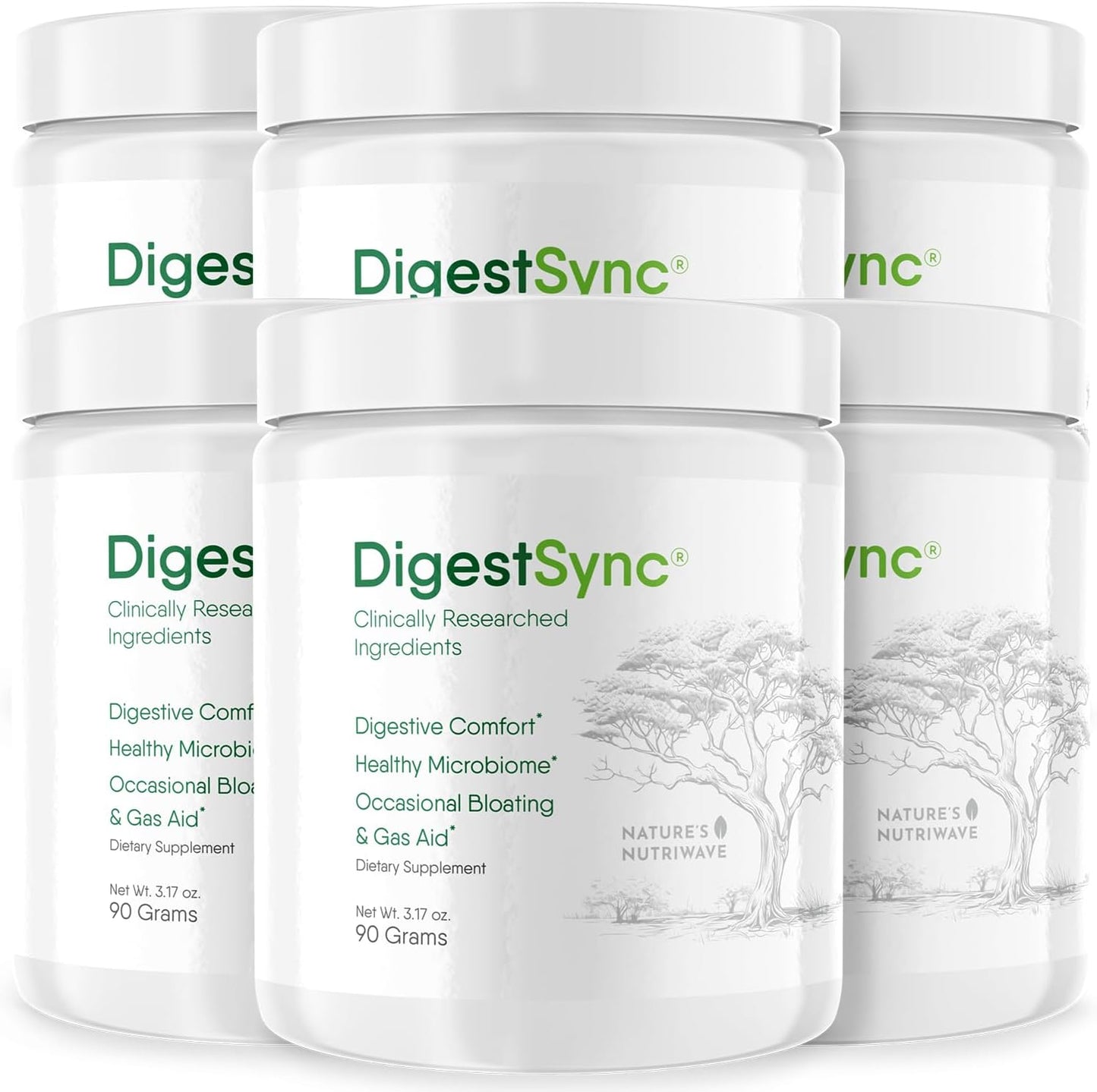 Natural DigestSync Digestion Supplement Powder for Gut Health - Bloating Relief for Men & Women - 100% Green Powder - 6 Month Supply