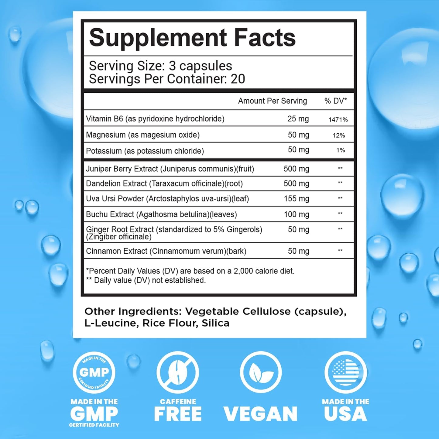 Natural Diuretic Water Pills for Fast Bloating Relief - 60 Veg Capsules for Men and Women - Selfevolve Water Loss Supplement
