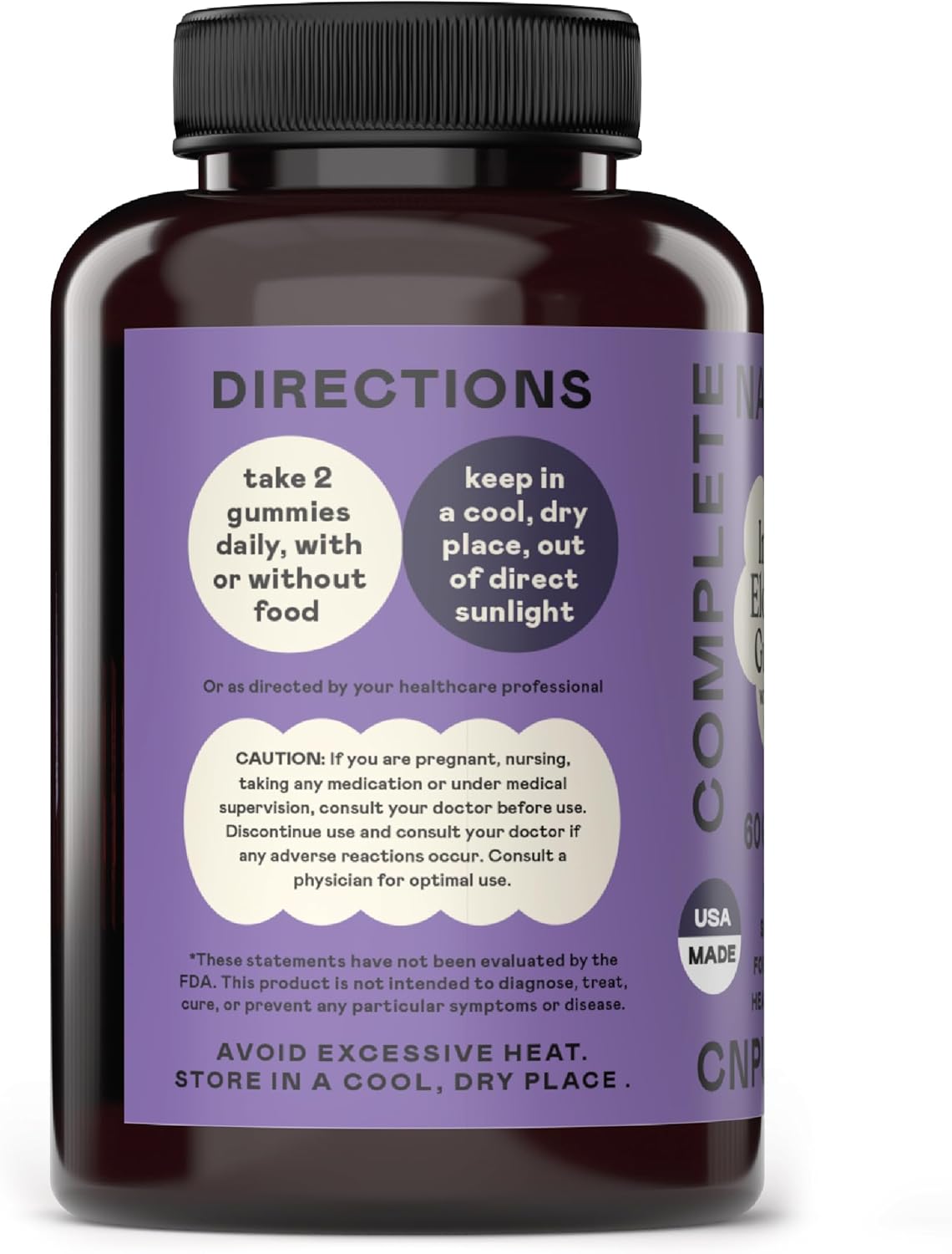 Natural Elderberry Gummies with Zinc, Vitamin C - 60 Count - Complete Immune Support