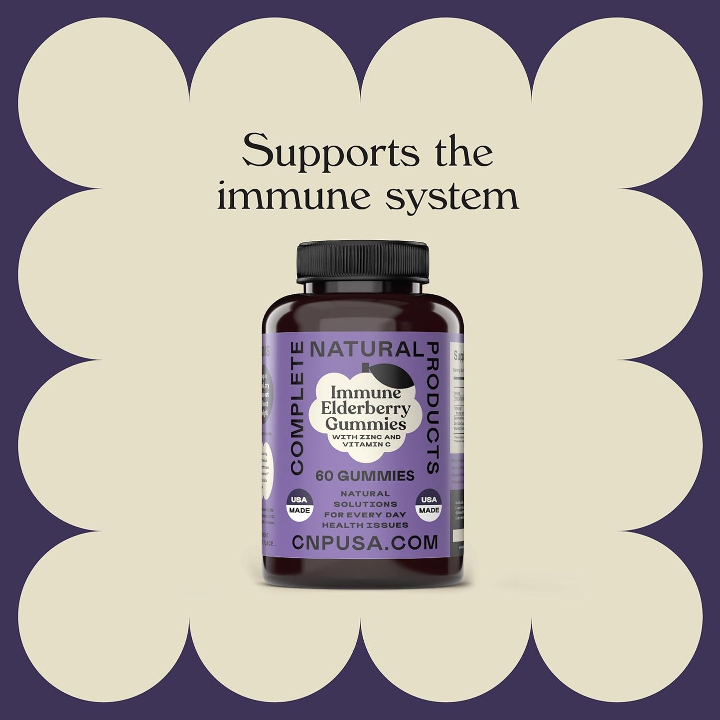 Natural Elderberry Gummies with Zinc, Vitamin C - 60 Count - Complete Immune Support