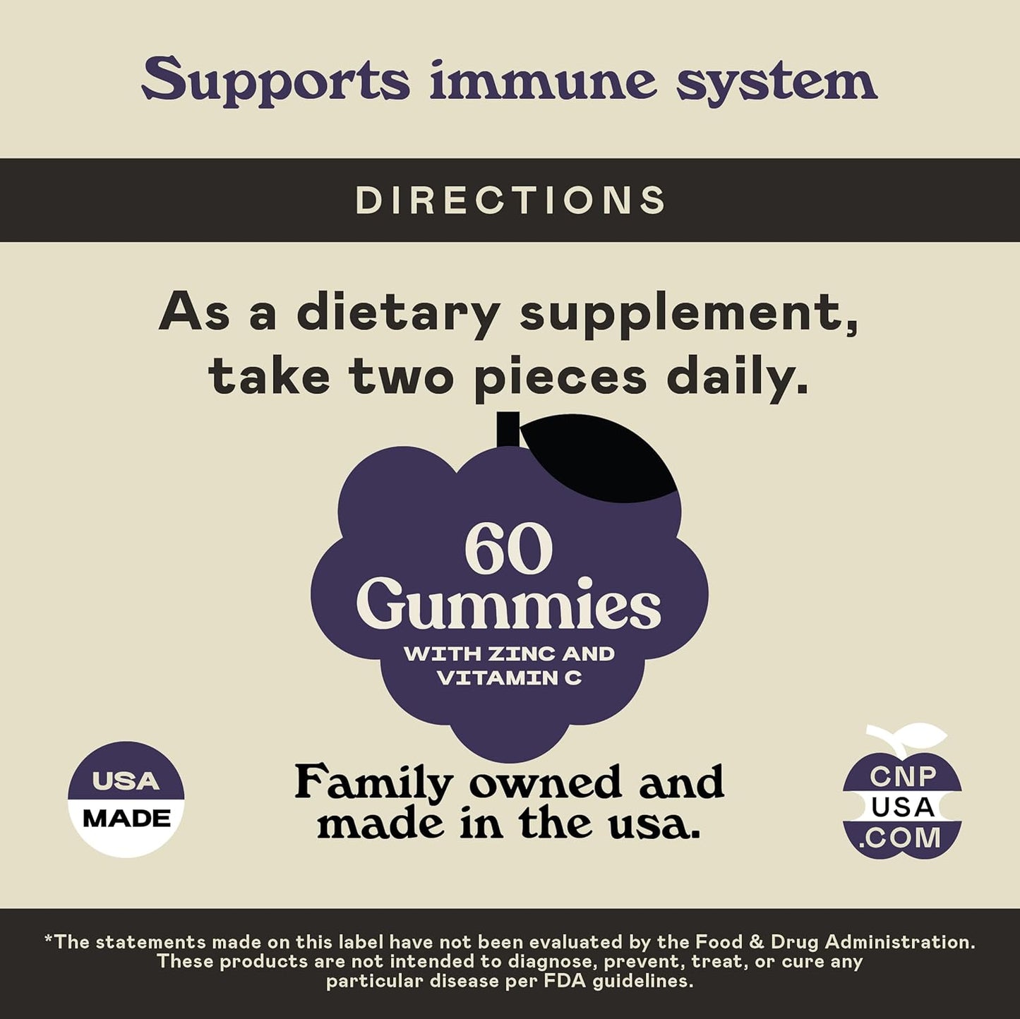 Natural Elderberry Gummies with Zinc, Vitamin C - 60 Count - Complete Immune Support